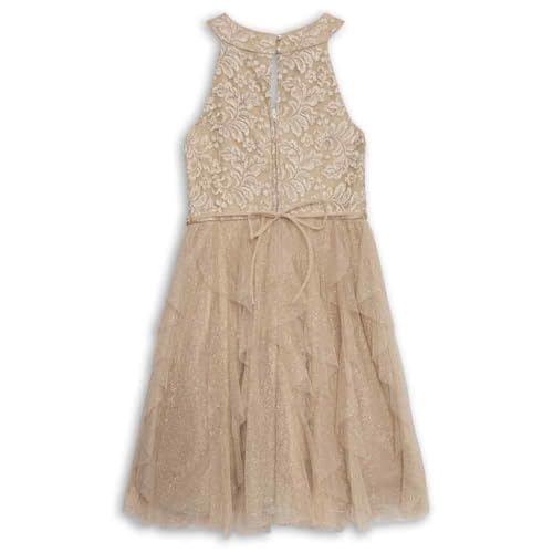 Speechless Girls' Sleeveless Glitter Tulle Corkscrew Party Dress for Teen Girls for Formal Parties and Dance Recitals Gl